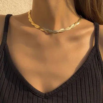 T000945997 XUPING JEWELRY Fashion Custom Necklaces 24K Gold Plated Necklace For Women Quality Snake Chain Necklace