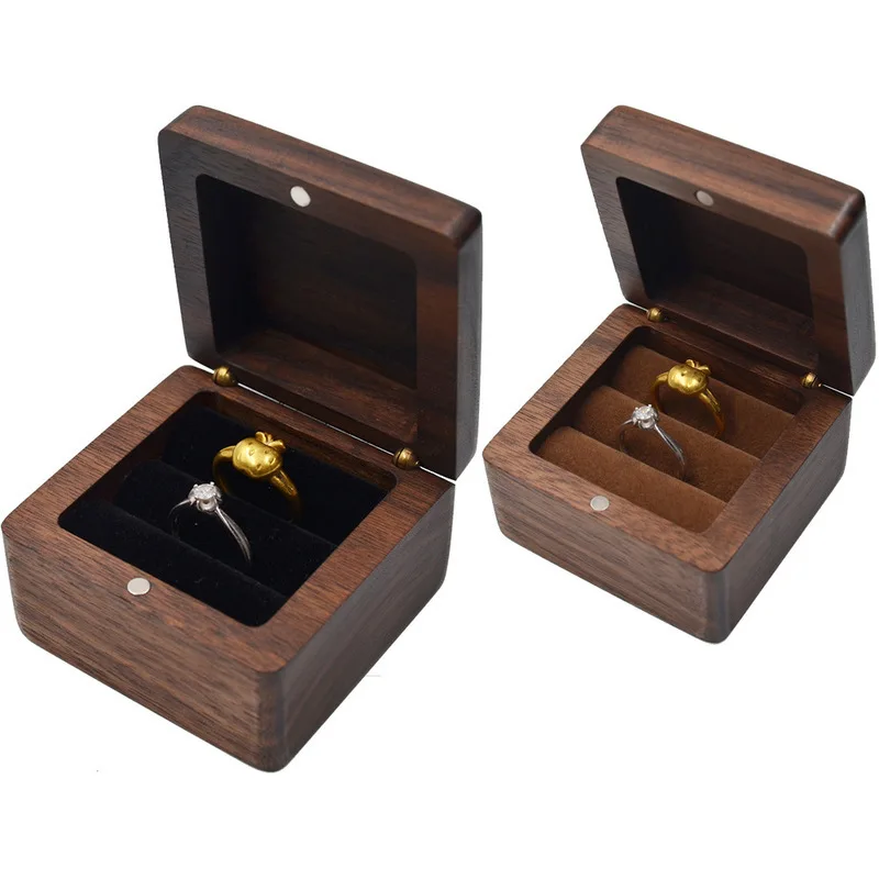 Handmake Jewelry Double Wood Wooden Ring Box For Weddings