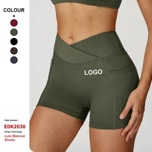 Custom Quick-Drying High-Waisted Yoga Shorts Cross-Waisted Tight Yoga Pants Women Outdoor Running Sports Cycling Pants
