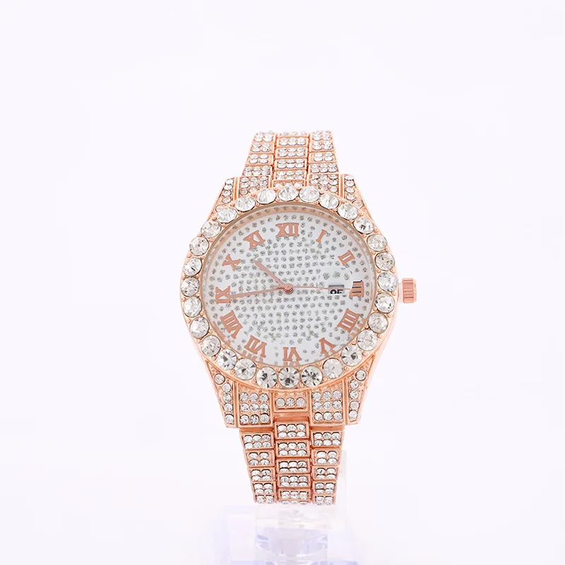 Wholesale  Hip Hop Luxury Watch Bling Iced Out Full Diamond Quart Watches for Men and Women ACCESSORIES