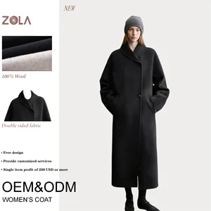 2026 High Quality Women's Oversized Short Black 100%Wool Eco-Friendly Single-Breasted Warm Casual Winter Coat Factory Direct