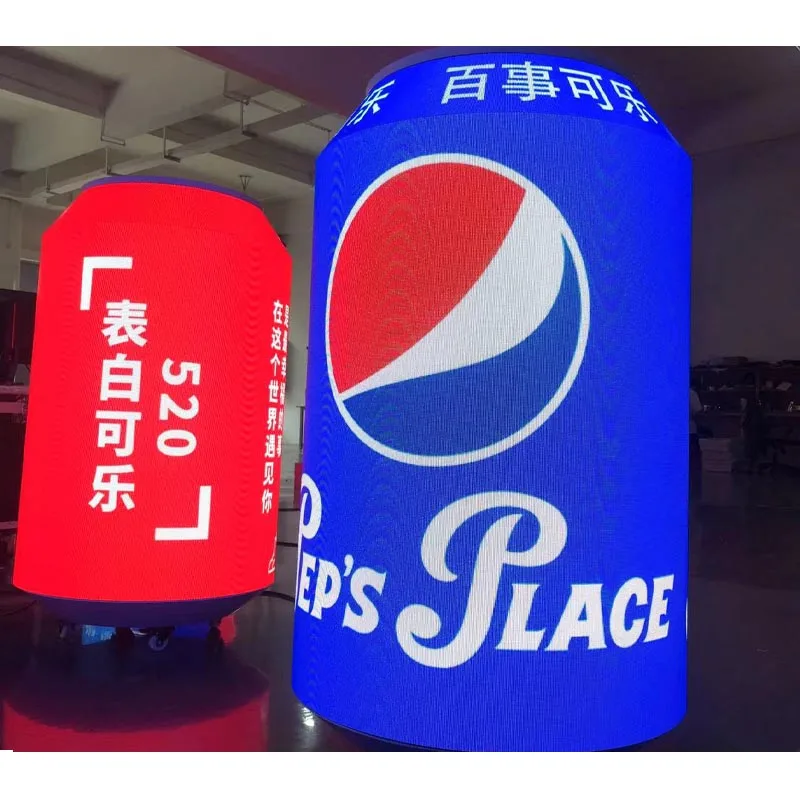 Flexible Rgb Pattern Graffiti Scrolling Display Screen Panel Creative Design Drink Can Outdoor Led Display