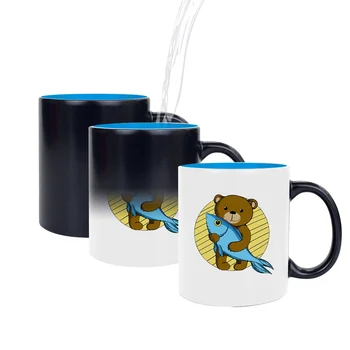 Baiyin Custom 11oz Blank Inner Color Ceramic Magic Cup Magic Mug Sublimation Color Change Magic Mug Cup Sublimation for Coffee