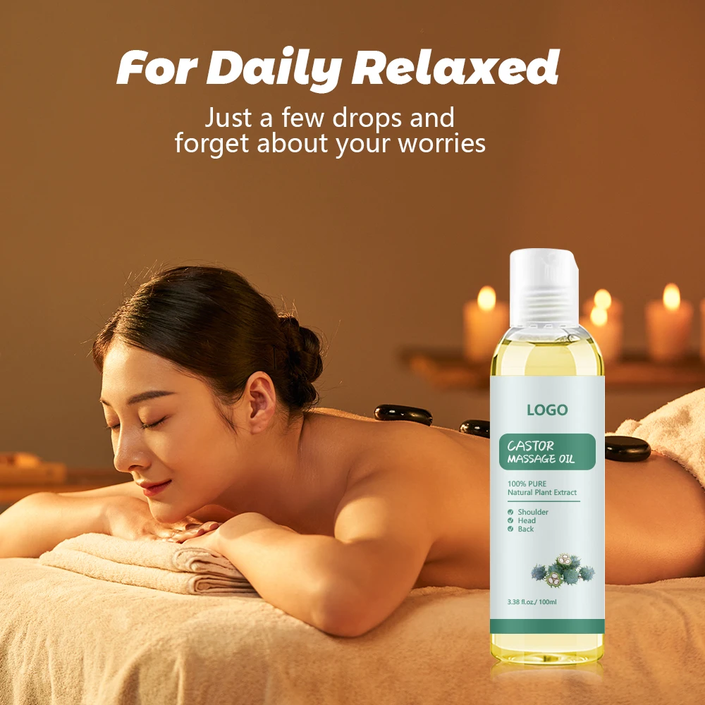 Premium Castor Seed Oil for Asian Massage - 100% Pure Natural Plant Extract, Cold Pressed Carrier Oil, Hexane Free | OEM 100mL