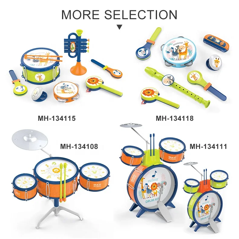 Набор музыкальных инструментов для малышей Обучающие музыкальные игрушки укулеле детский барабан игровой