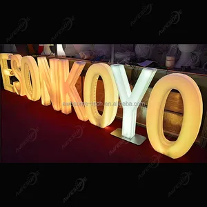Factory Direct Sales High Quality Plastic Standing Glowing RGB Led Letters Light for Event Party