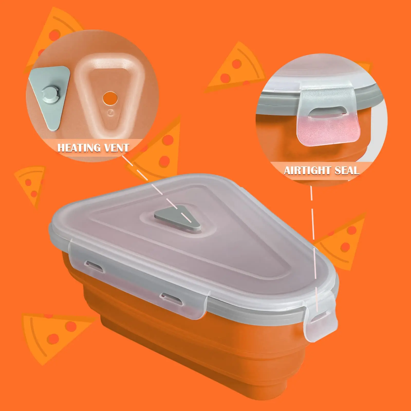 New Expandable Pizza Box Plastic Container Food Grade Slice Storages