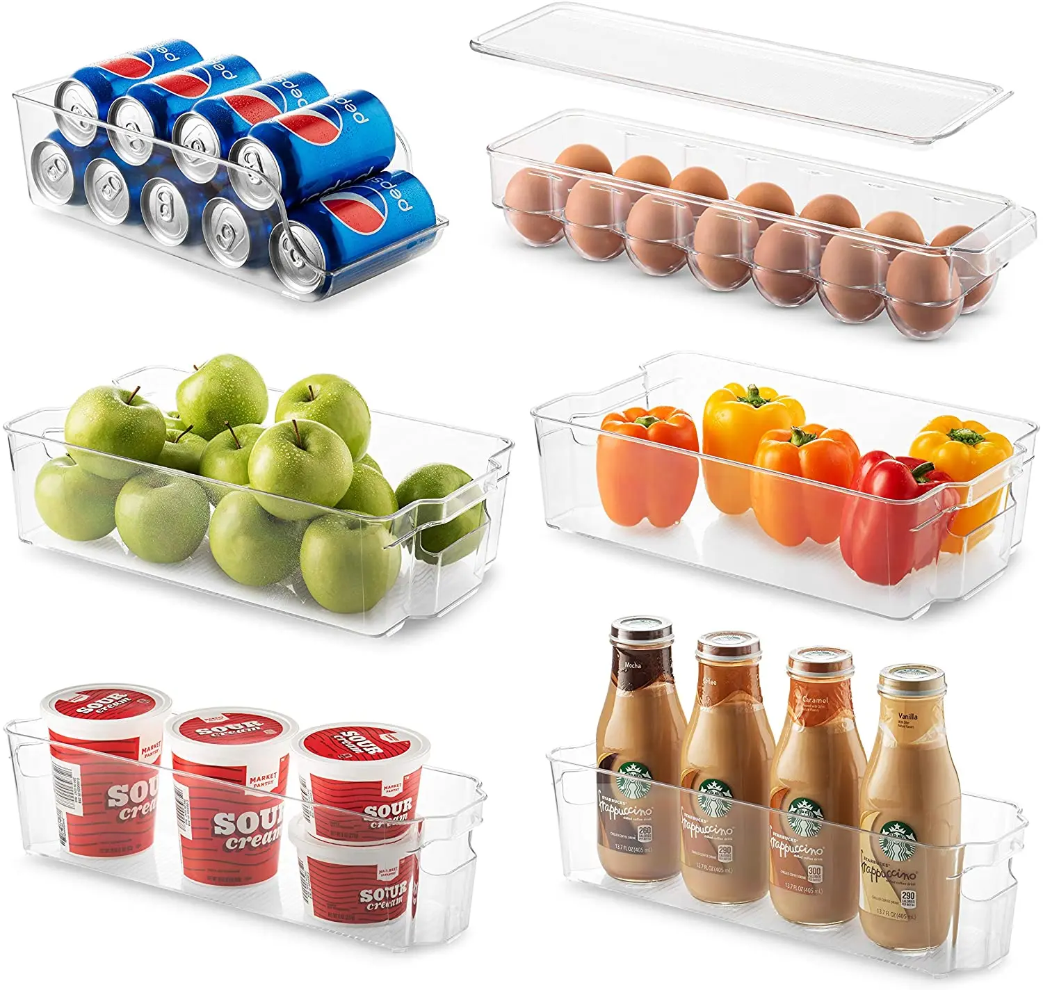 Clear Stackable Storage Containers Fridge Food Bins Freezer Organizer Bin Set Acrylic Bin with Handle for Home Refrigerator