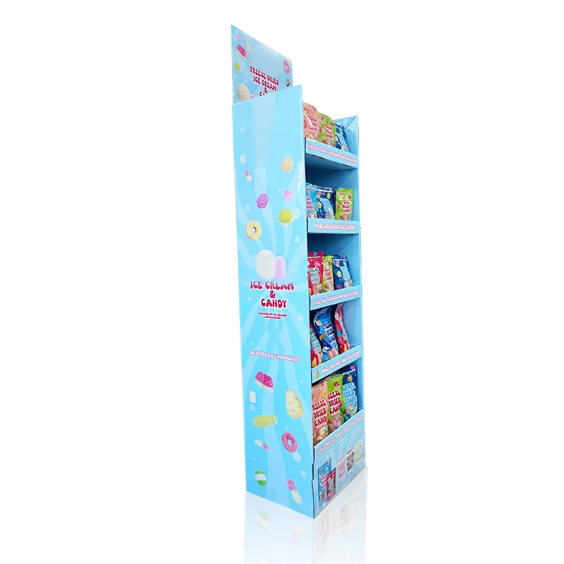 Custom Pop Creative Candy Floor Display Unit Rack Retail Store Product Cardboard Sweets and Candy Display Stand