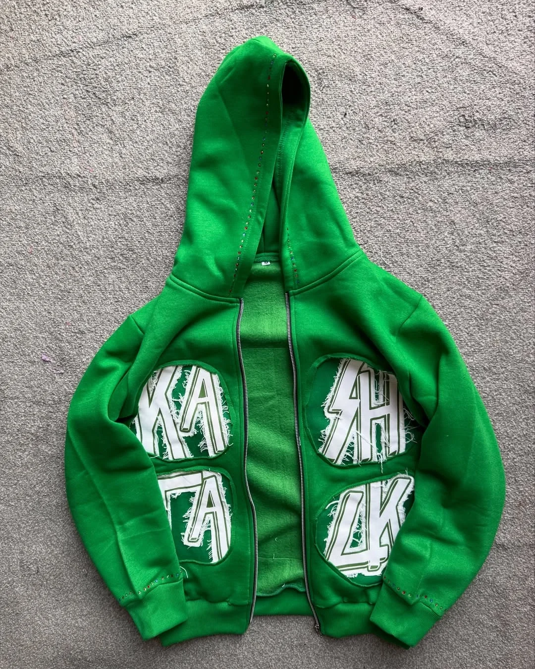 Salati High Quality Designer Custom Men's Hoodie 400GSM Crystal Diamond Patch Embroidered Boxy Graphic Print French Fabric 6XL gallery 2