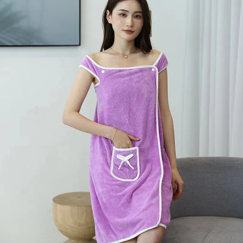 ladies bathroom dress Microfiber Wearable Sexy Women SPA Shower Bath Body Wrap Bathrobe Beautiful Towel Restocked