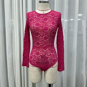 AELESEEN Own Factory Autumn Winter Lace Jumpsuit Fashion Design Women Long Sleeve Backless Bow Sexy Base Layer Jumpsuit