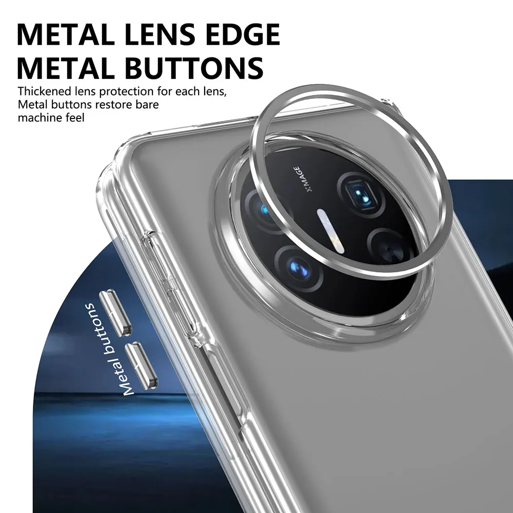 Laudtec Sjk950 Clear Phone Case Transparent Metal Lens Simple Business Cover Anti Yellow Skin Friendly For Huawei Mate X3/X5 factory