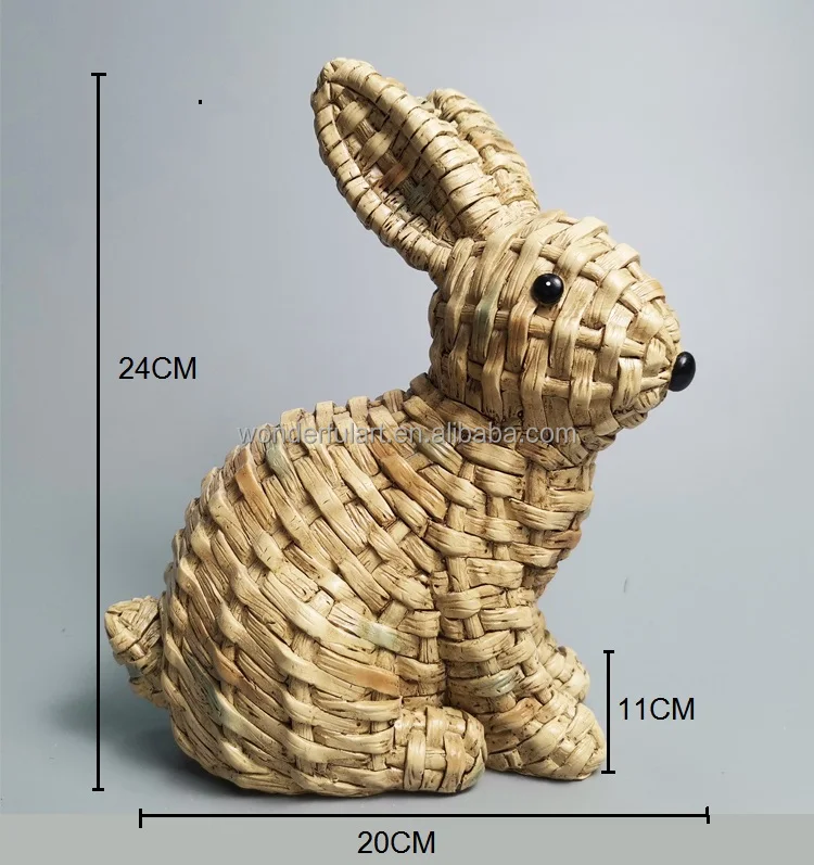 Bamboo Rattan Design Homedecor Resin Animal Statue Polyresin Rabbit ...