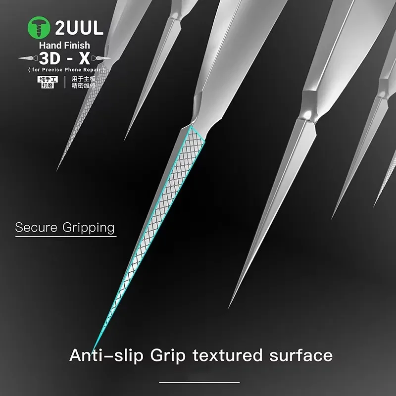 2UUL TW02 3D X精密ピンセット 高靭性滑り止めグリップピンセット IC