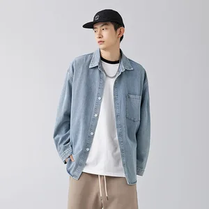 OEM & ODM Customized Men's Retro Japanese Spring Casual Denim Shirt Anti-Pilling Wholesale Sample Available In-Stock