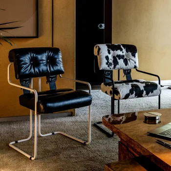 Backrest Desk Chair Genuine Leather Office Chairs Portable Office Furniture French Retro Style Meeting Modern Armchairs Offers
