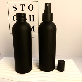 Empty 100ml 200ml 300ml 500ml Matte Black Aluminium Bottles Fine Mist  Spray  Lid