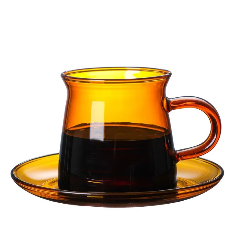 Wholesale High Borosilicate Coffee and Tea Cup Set Heat-Resistant Colored Glass Water Cup with Handle for Tableware Use