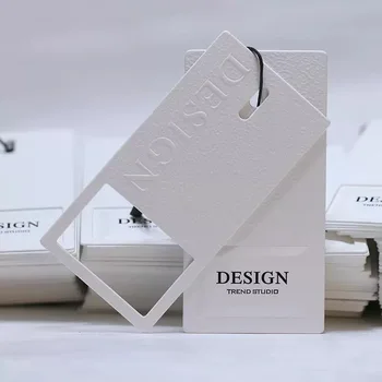 Custom Logo  Embossed logo Paper Hang Tag  Fashion Special Paper Texture White Hang Tags For Garment