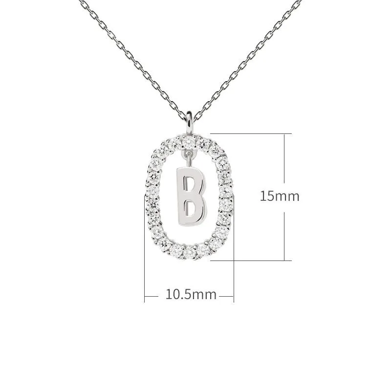 Zircon Alphabet 26 Letter Az Pendant Long Chain Pendent Necklace For