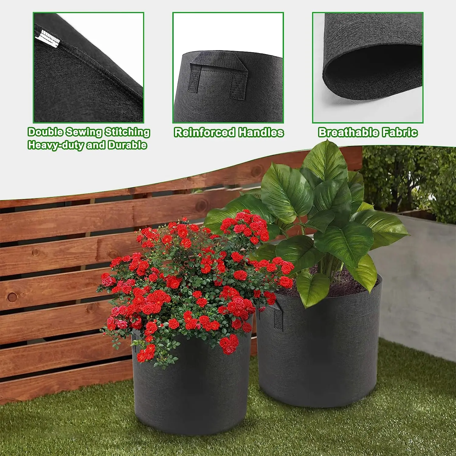 1/2/3/5/10/15 Planter Grow Bag Tree Seeding Pot Fruit Fabric Plant Pots