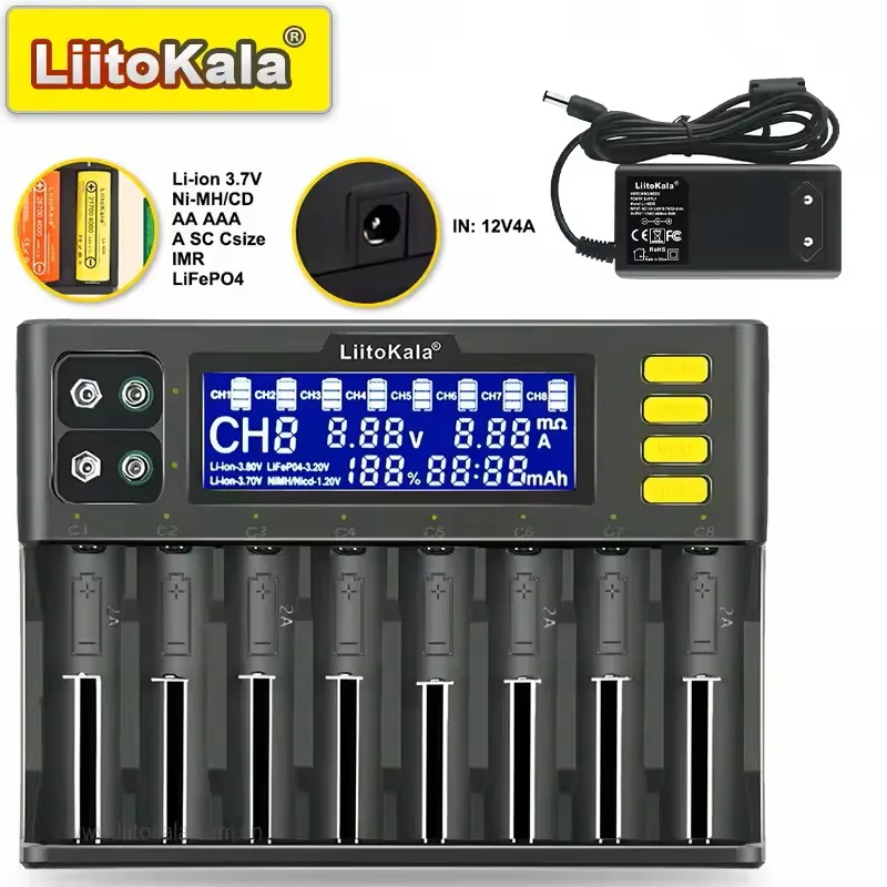 LiitoKala Lii-S8 充電器 Li-ion 3.7V/NiMH 1.2V対応 AA/AAA 18650用