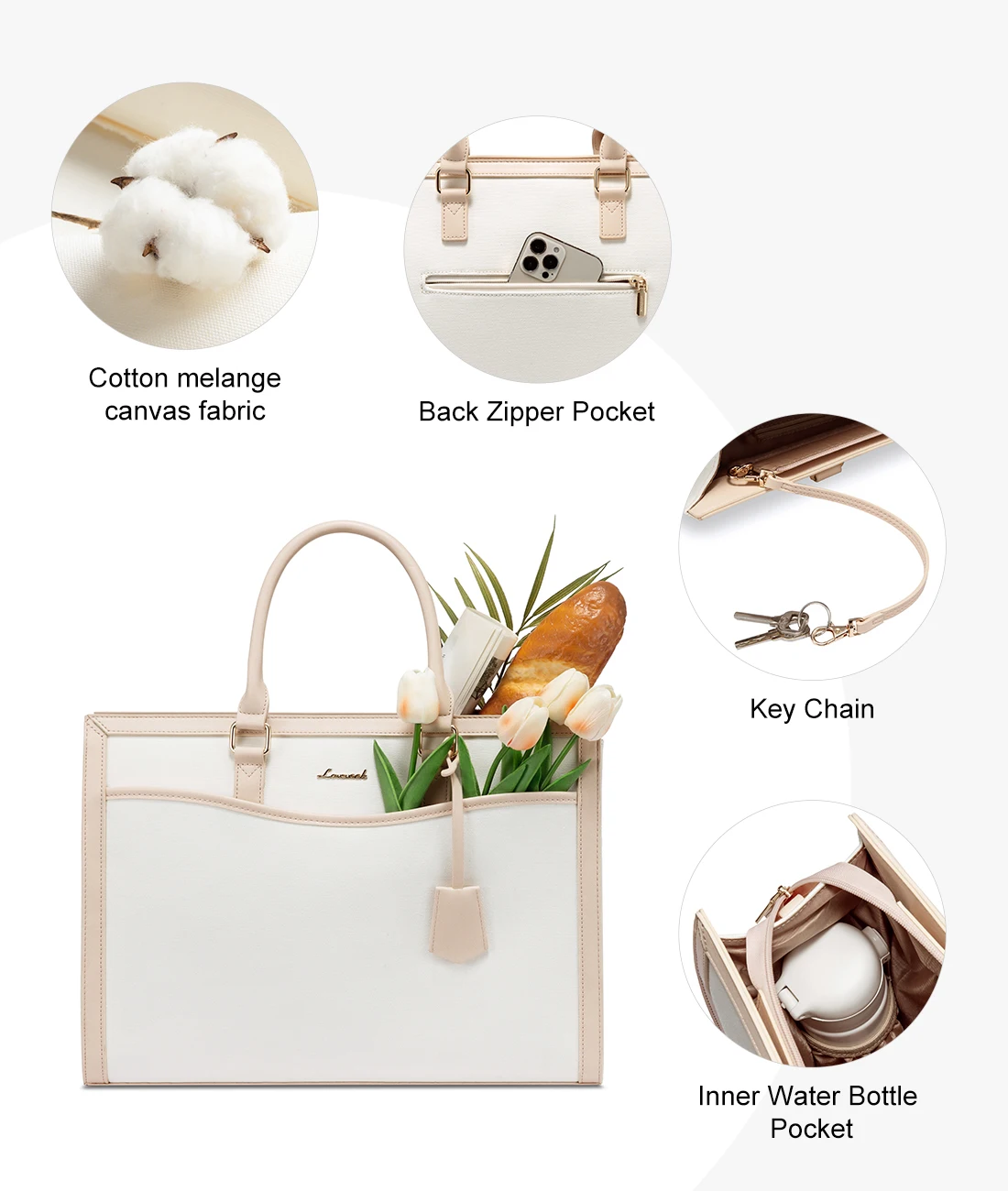 LOVEVOOK OEM Leather Business Work Computer Briefcase Ladies Office Hand Bag Purse15.6 Inches Quality Laptop Handbags for Women