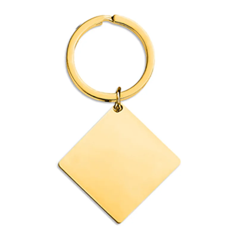 2024  DIY Laser Logo Keyring Blank Square Stainless Steel Keychain