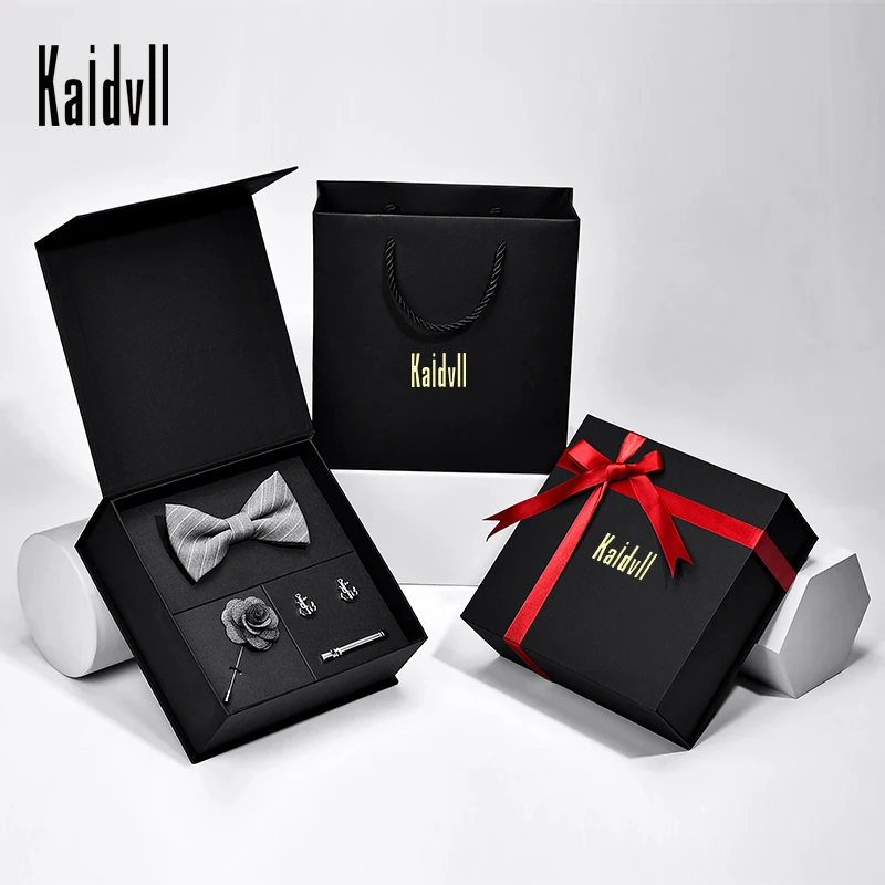 Wholesale Men Accessories Handmade High Quality Wool Bow Tie And Cufflinks For Male Tie Set Gift