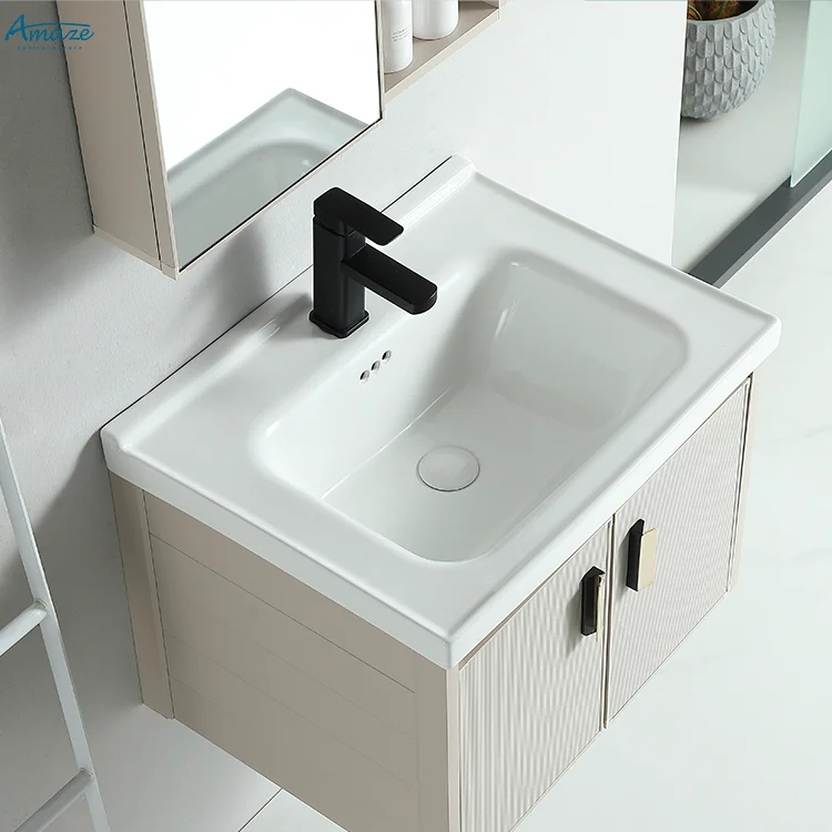 China high quality design vanity bathroom mirror modern wall mounted bathroom cabinet basin sink manufacture