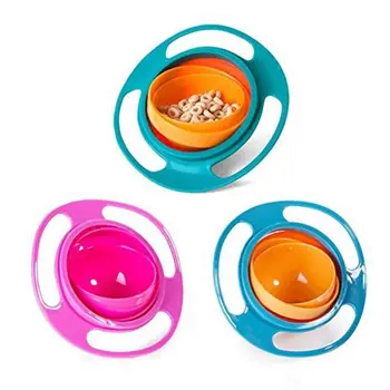 Amazon Hot Sale New Product Universal Gyro Bowl Children Rotary Balance Novelty Gyro Umbrella Bowl 360 Rotate Spill-proof Bowl