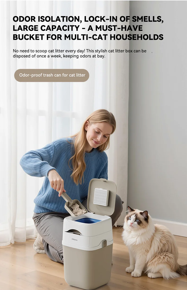 New Pet Trash Can with Odor Eliminator for Cat Litter & Waste Flip-Top Sealed Waste Bin for Home supplier