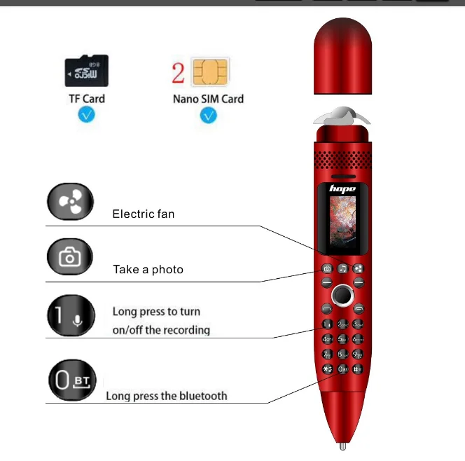 Smart Digital Pen With Phone Camera Customized Logo Office Black Red