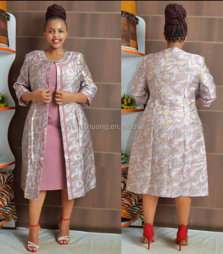 Fashion Long Brocade Coat Dress Adult Ladies Long Dress Suit New Plus