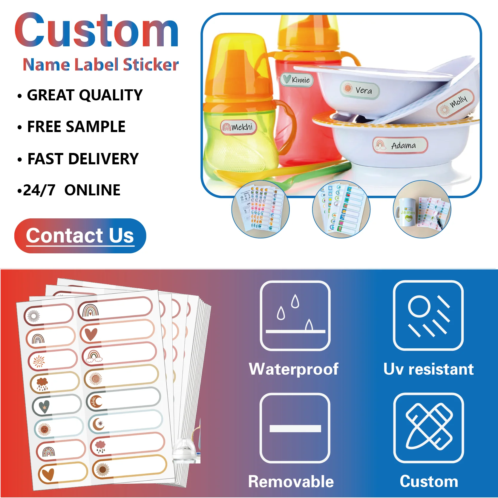 Custom Cute Animal High Quality School Name Tag Silicone Baby Bottle Labels  Name Tags for Kids Clothes Daycare School Supplies