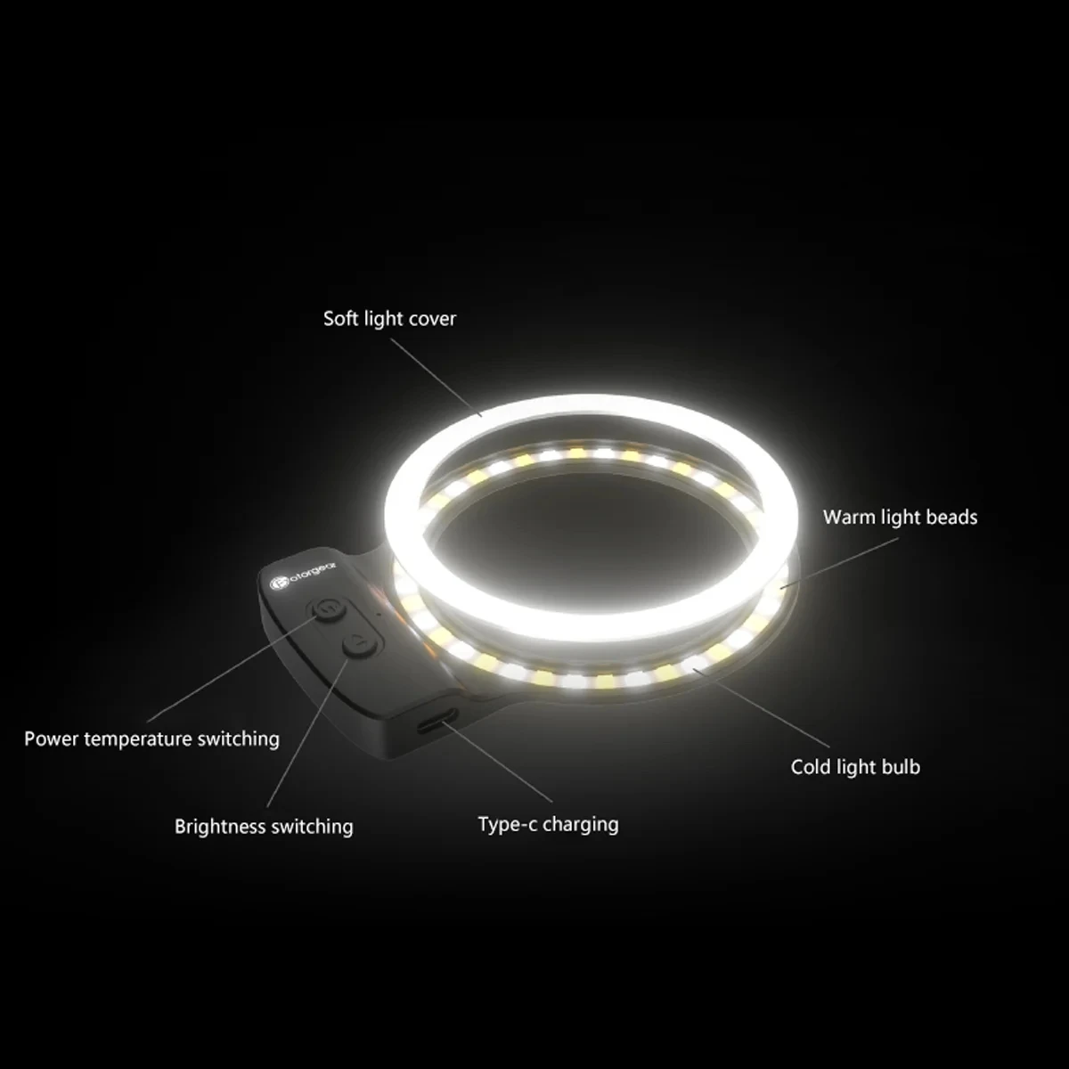 Fotorgear Mini Circular Fill Light for Xiaomi 13 Ultra Portable Mobile Phone Fill Light for Live Photography Selfies