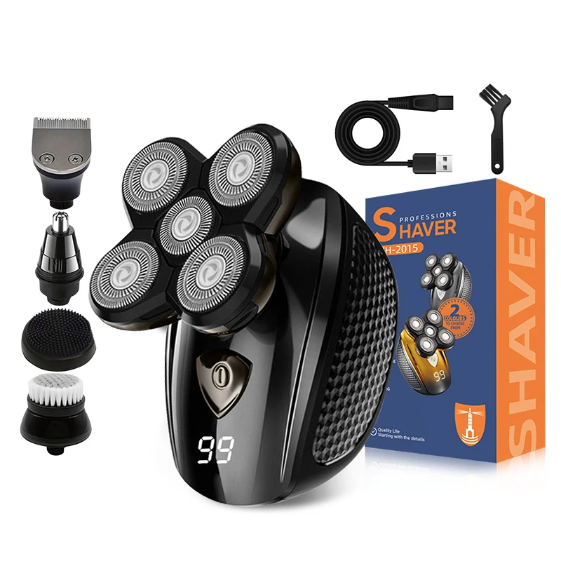 방수형 스테인리스 스틸 5-in-1 수염 트리머 USB 전원 로터리 전기 면도기 가정, RV, 호텔 사용 가능