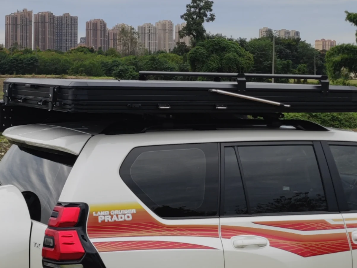 2025 Hydraulic Stainless Steel Rod Aluminum Hard Shell Roof Top Tent for 2-3 Person with 320g Polyester Cotton and Waterproof >3000 mm