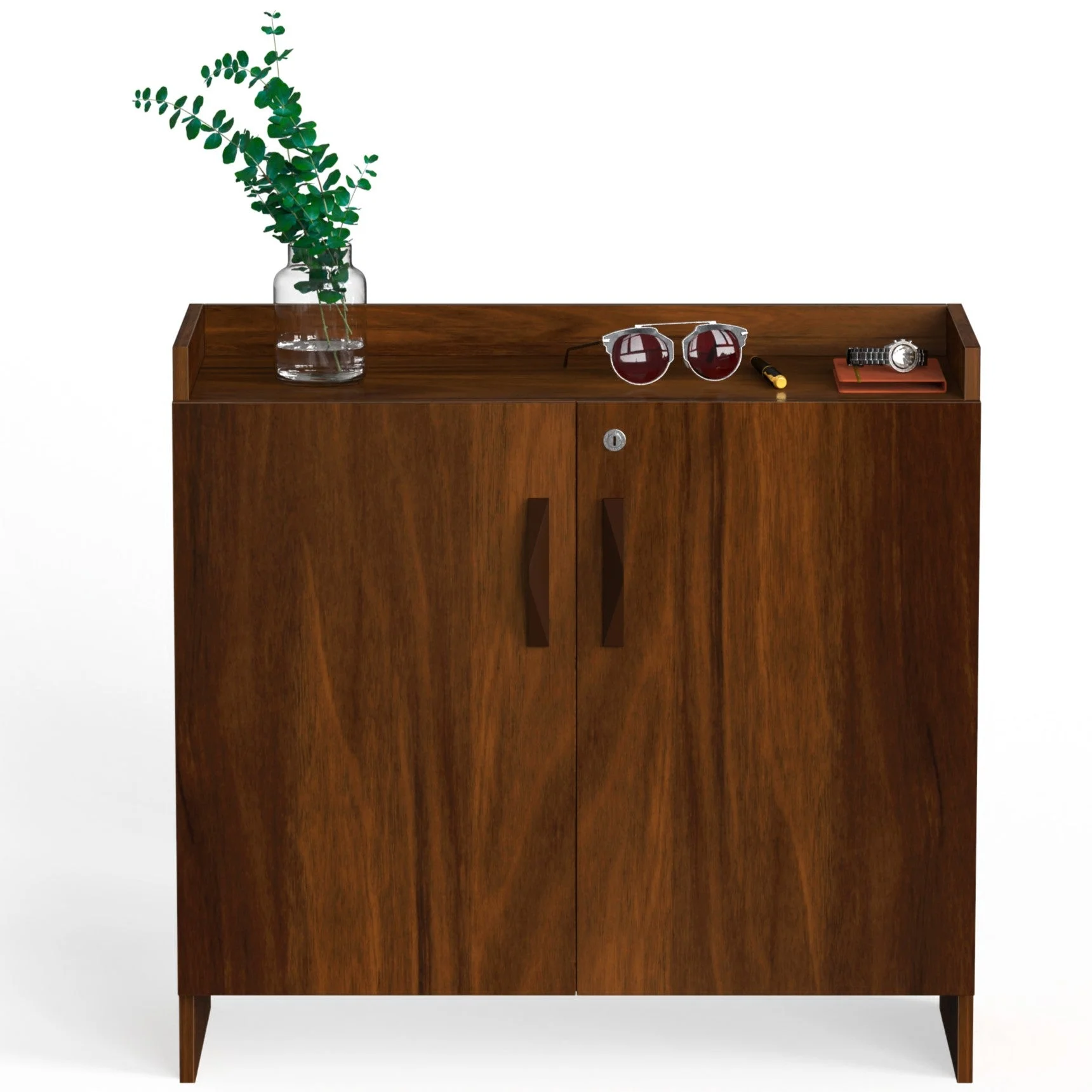 Brooklayn Wooden Shoe Rack Cabinet 2-Door with Lock Slipper Footwear ...
