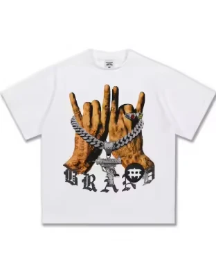 SALATI DTG Printed Men's Custom T-Shirt 100% Cotton Acid Washed Black Band Printing Short Sleeves Long Oversized Knitted gallery 6