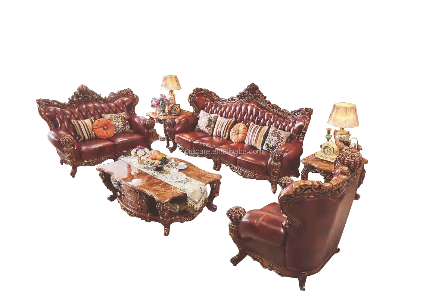 European Antique Couches Luxury Living Room Sofa Royal 1+2+3 Genuine ...