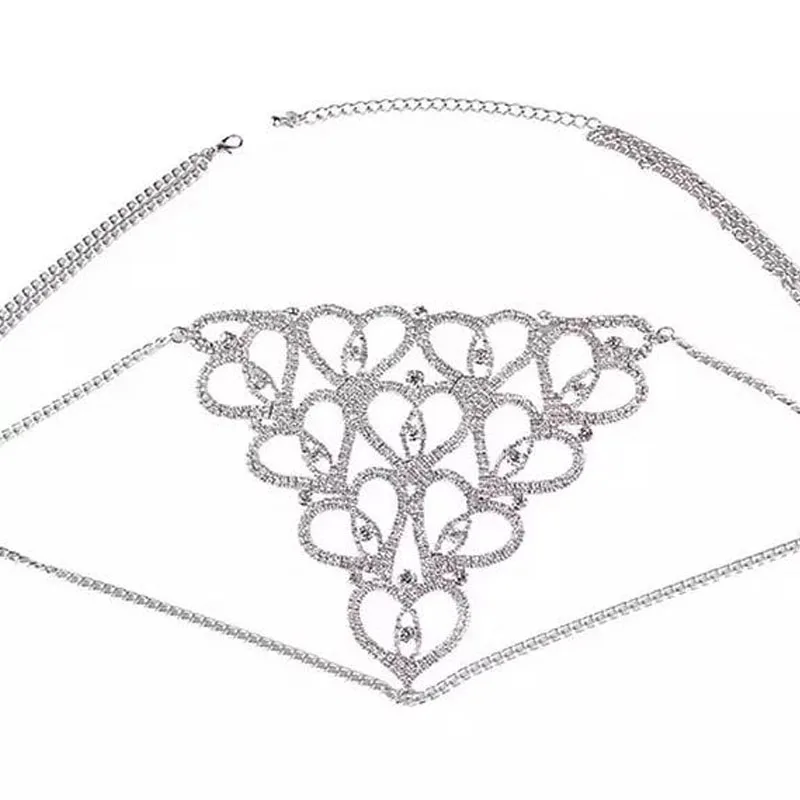Sexy Heart Rhinestone Body Chains Jewelry Waist Round Panties for Women  Crystal Underwear Thong Belly Chain Jewelry