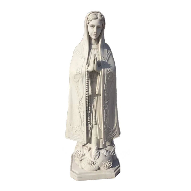 Source 庭の装飾的な等身大赤い石大理石宗教的な人物祈り聖母マリア像