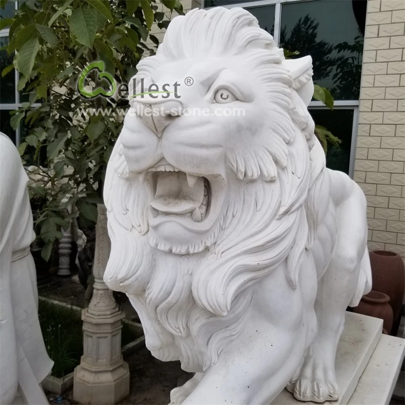 Outdoor Marble Stone Lion Sculpture Stone Lion Statue Walking Marble