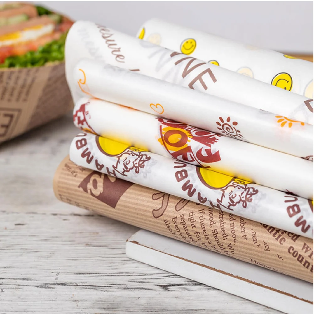 Newspaper Wrapping Paper Food Grade Wax Brown