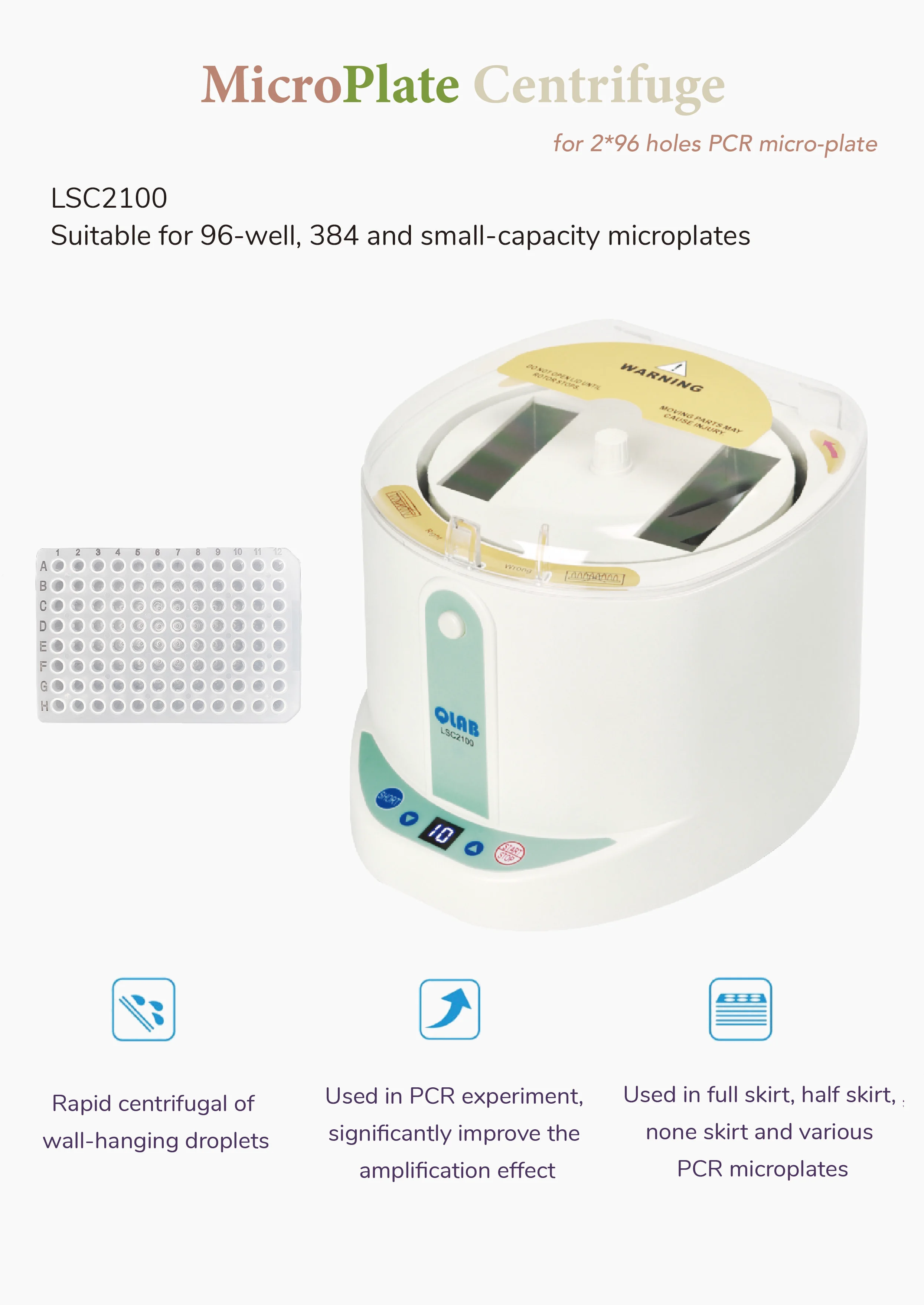 Qlab Lsc2100 Microplate Centrifuge 96well Plates Laboratory Pcr