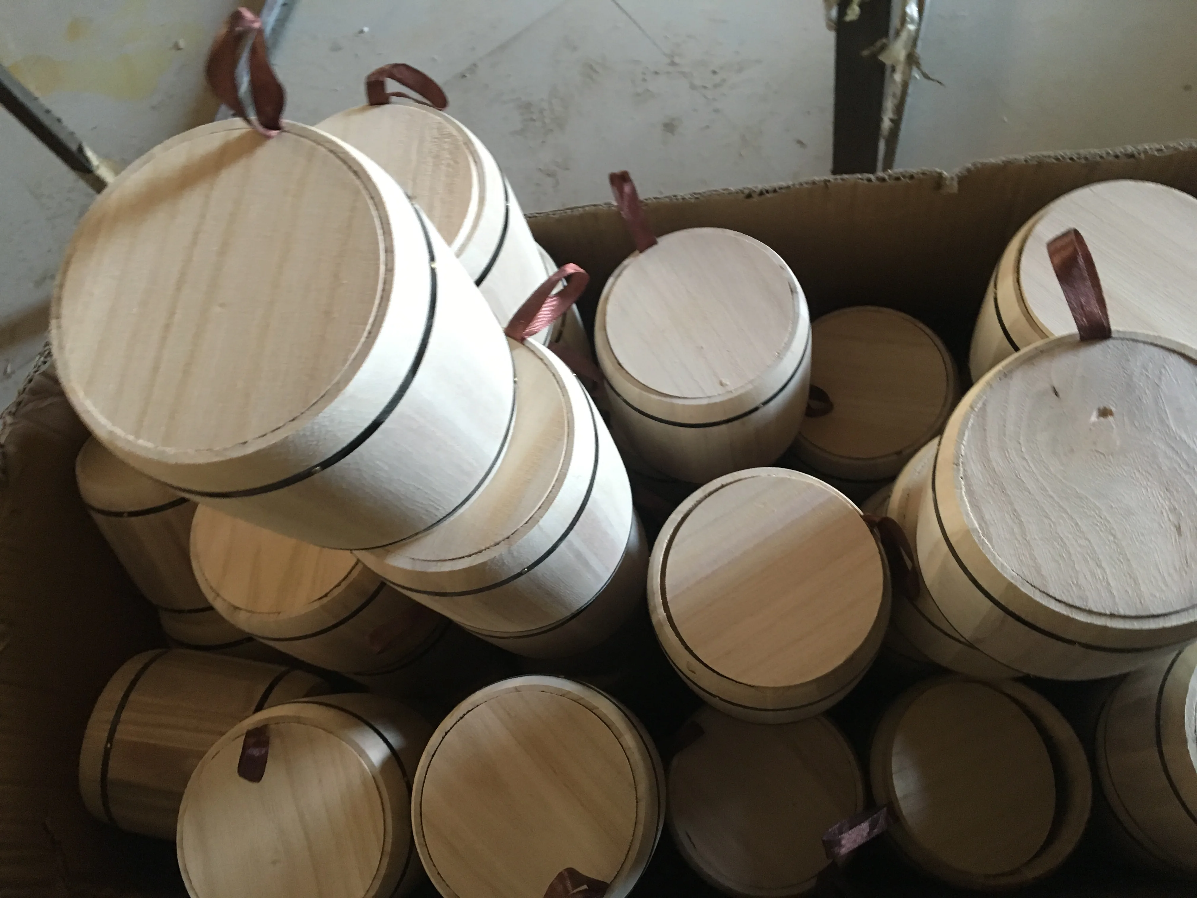 Display Wood Coffee Bean Barrel,Wood Bucket With Silk Handle And Hoop