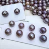 Edison a Pair Big Round Purple Pearls