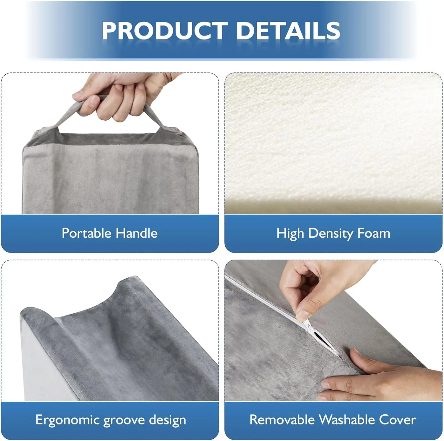 Multi Function Ergonomic Wrist Arm Forearm Elbow Support Pillow with Handle Removable Case Arm Elevation Wedge Pillow